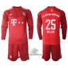 Officiële Voetbalshirt + Korte Broek FC Bayern München Thomas Muller 25 Thuis 2021-22 Lange Mouw - Kids